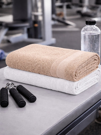 Bamboology Beige & White Ultra Soft Bath Towel Pack of 2