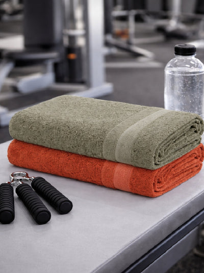 Bamboology Green & Rust Ultra Soft Bath Towel Pack of 2