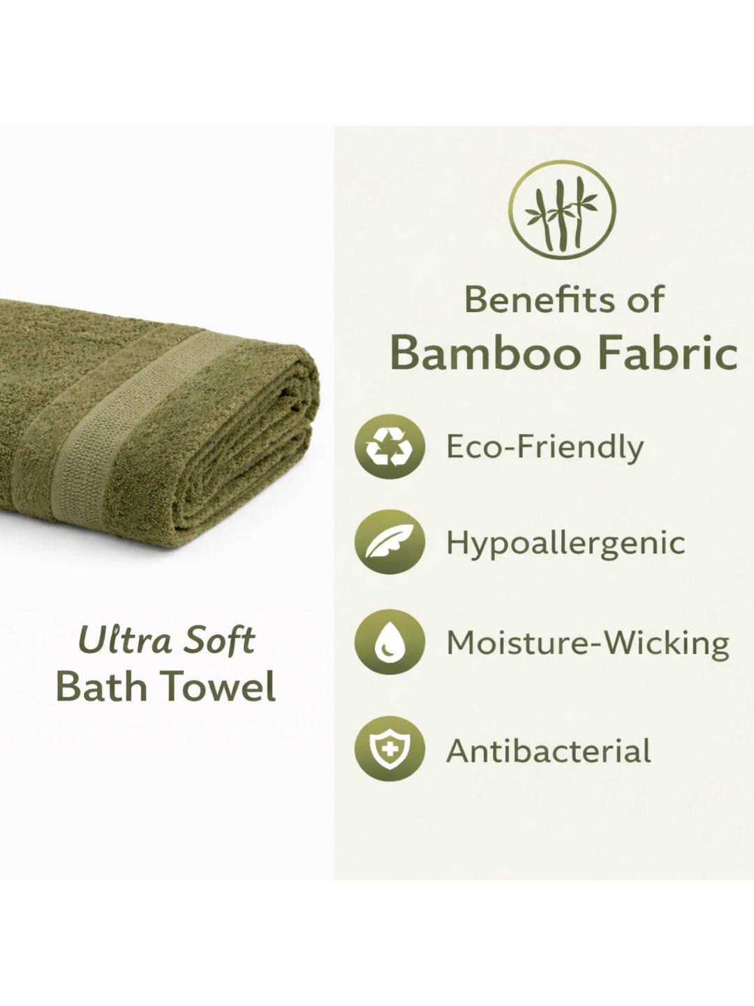 Bamboology Green & White Ultra Soft Bath Towel Pack of 2