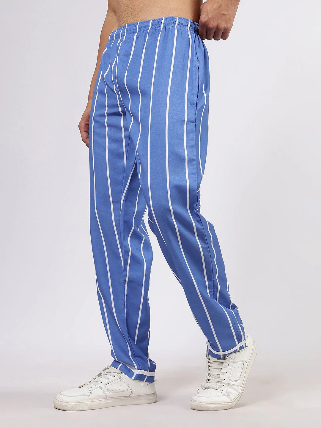 House Of Koala Blue Striped Varsity Striped Mid-Rise All Day Relaxed Fit Pants