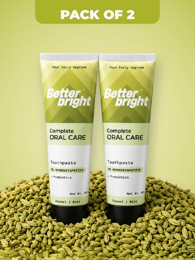 Better Bright Fennel Mint 5% HAp + n-HA Prebiotic Toothpaste, Fluoride-Free, 2 x 100g