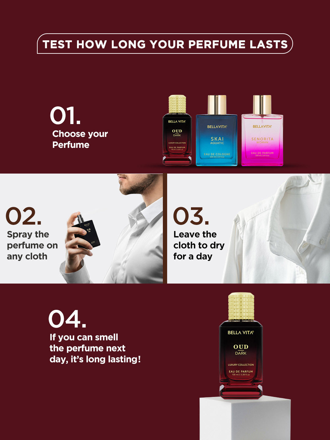 Bellavita Oud Dark Long Lasting Perfume (100ml)