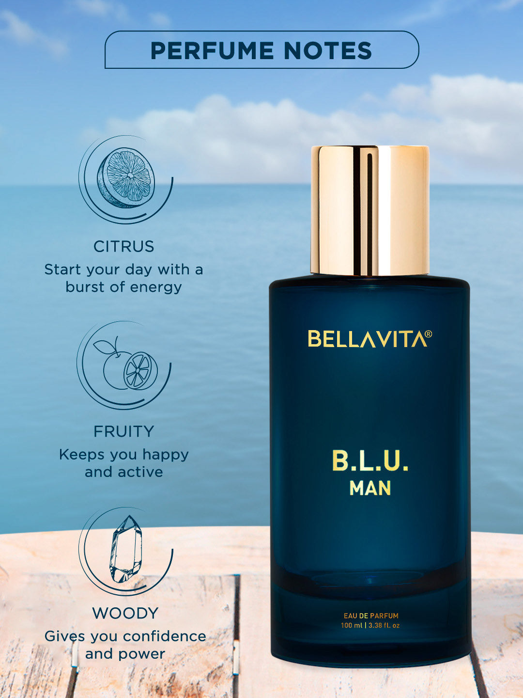 Bellavita B.L.U. Man Long Lasting Perfume (100ml)