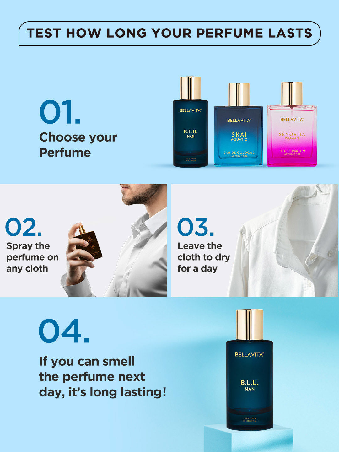 Bellavita B.L.U. Man Long Lasting Perfume (100ml)
