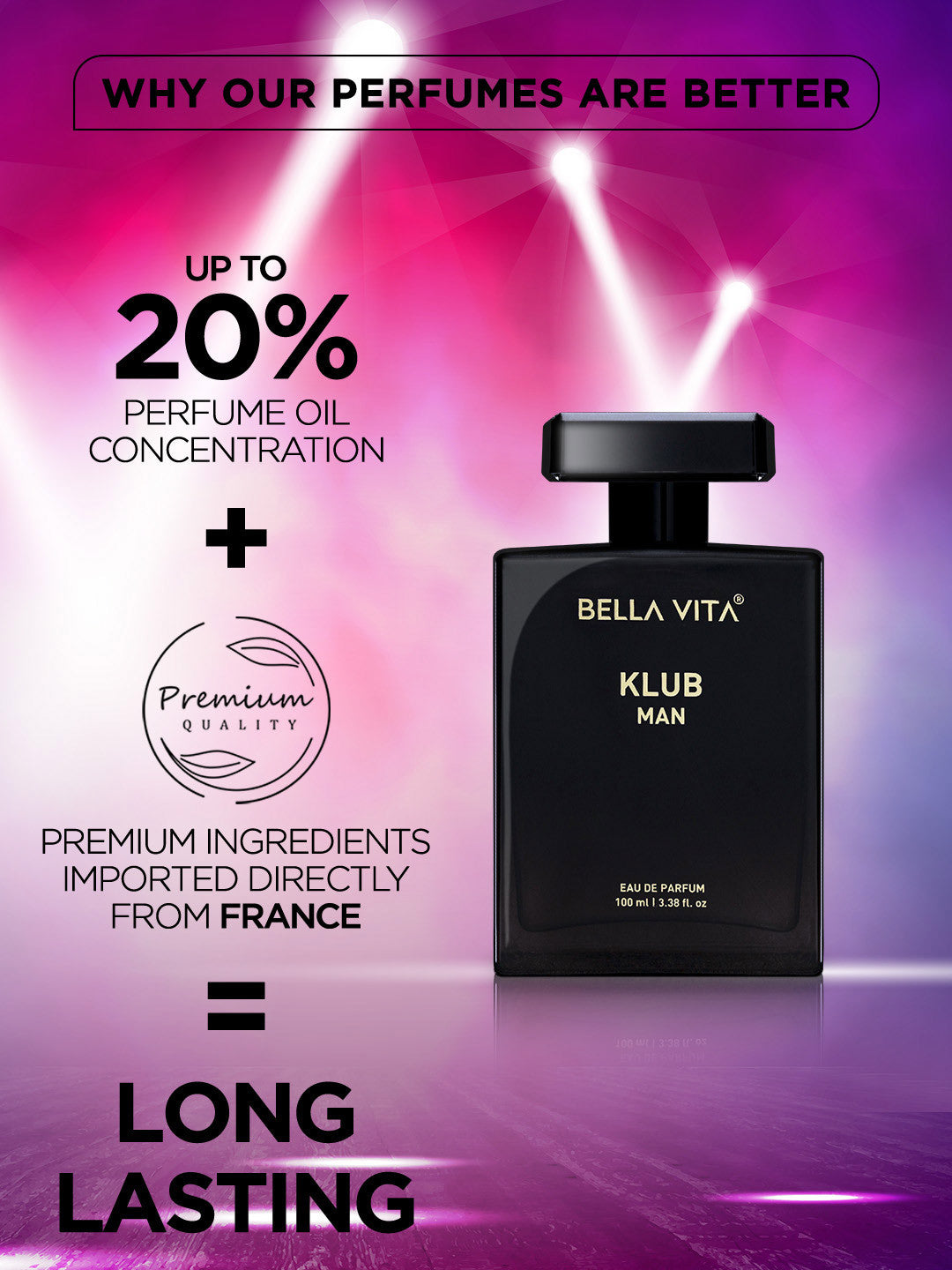 Bellavita Klub Man Long Lasting Perfume (100ml)