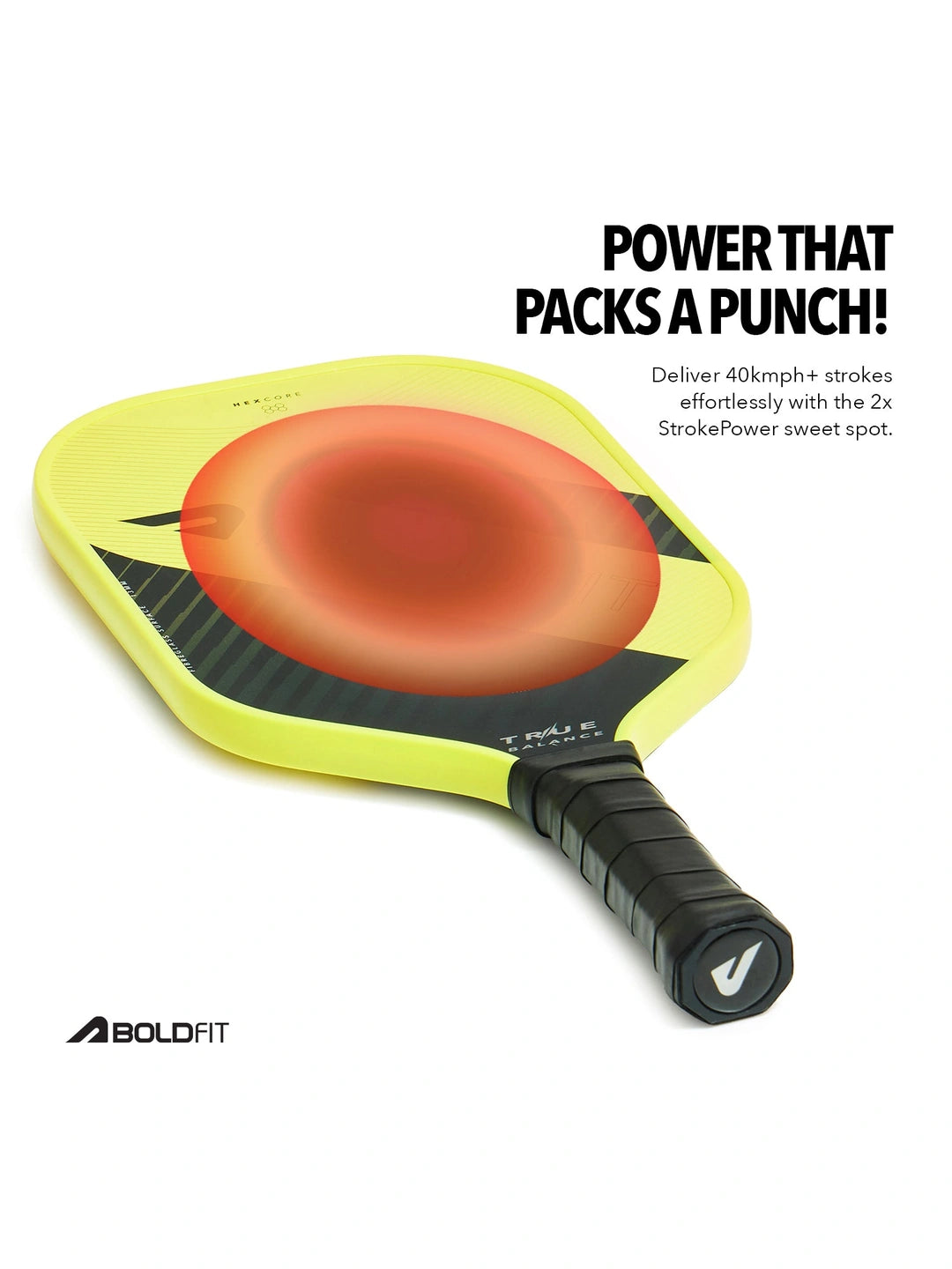 Boldfit Truebalance Pickle Ball Paddle - Yellow/Black