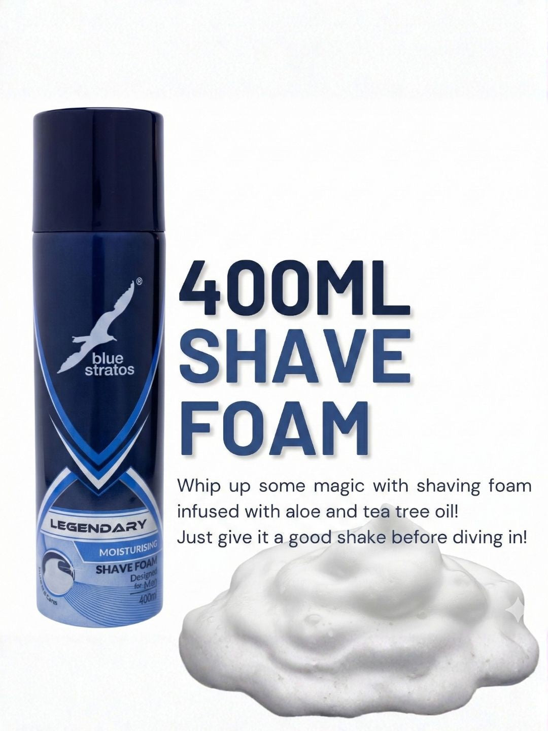 Blue Stratos Legendary Shave Foam  (400ml)