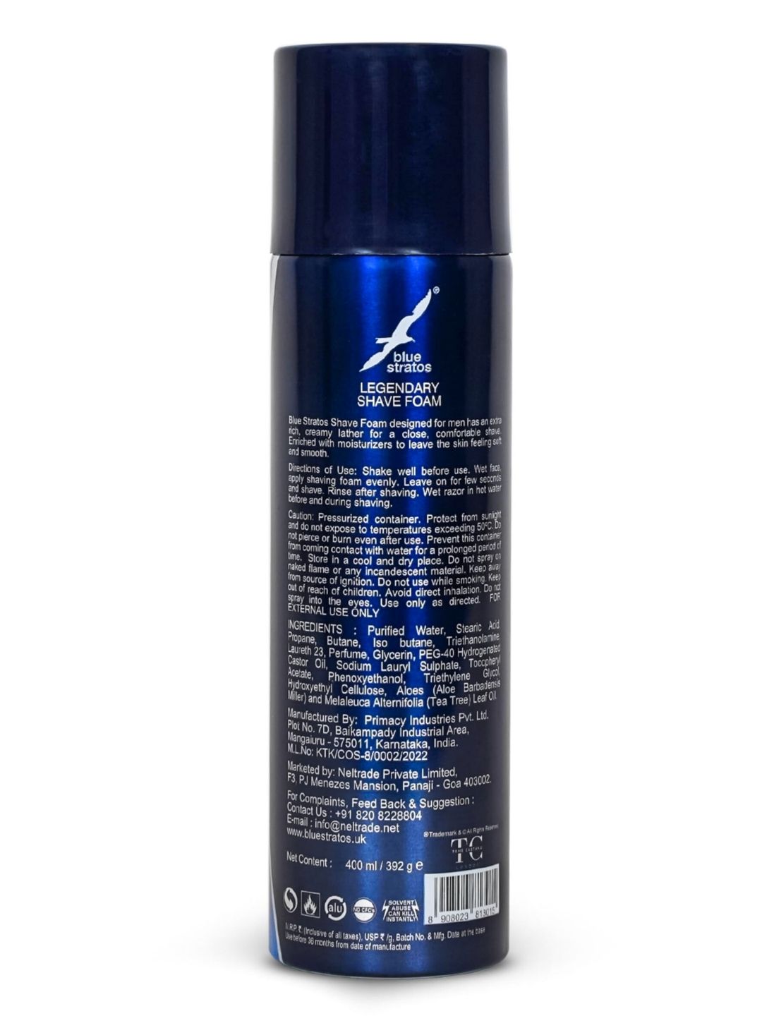 Blue Stratos Legendary Shave Foam  (400ml)