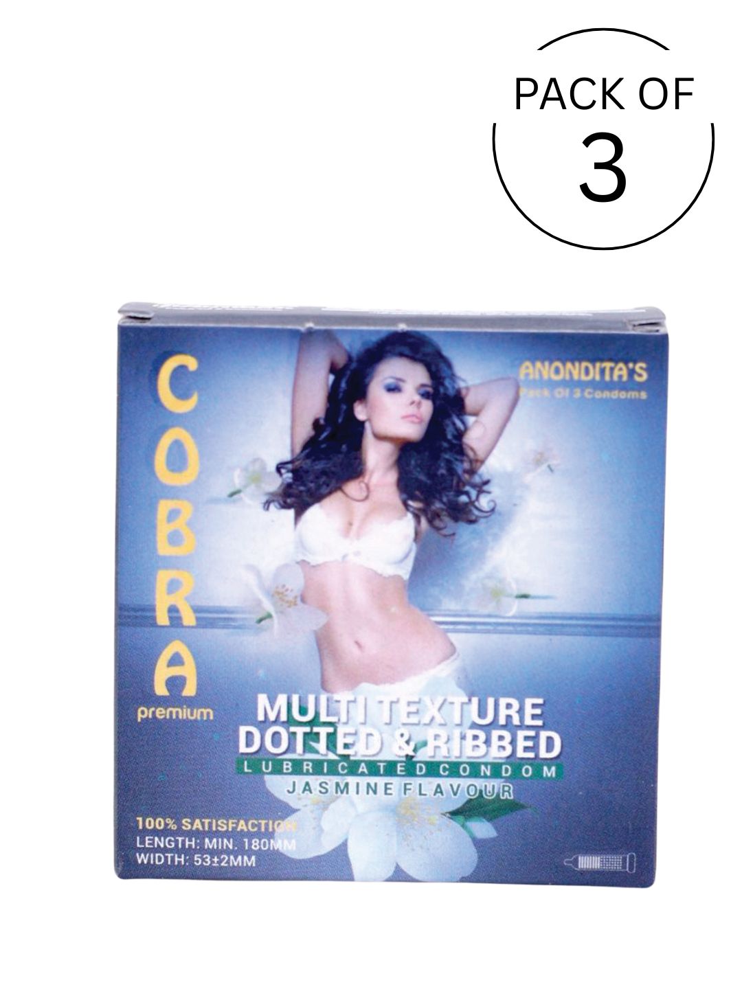 Cobra Premium-Multi Texture Dotted & Ribbed Jasmine Flavoured Condoms (Lubricated)
