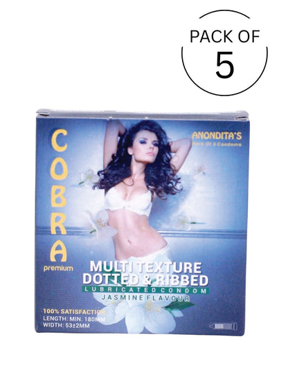 Cobra Premium-Multi Texture Dotted & Ribbed Jasmine Flavoured Condoms (Lubricated)
