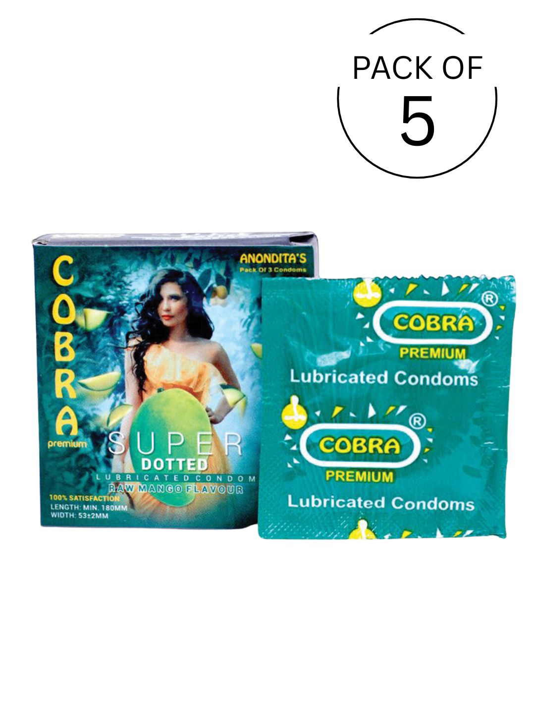 Cobra Premium-Super Dotted Raw Mango Flavoured Condoms (Lubricated)