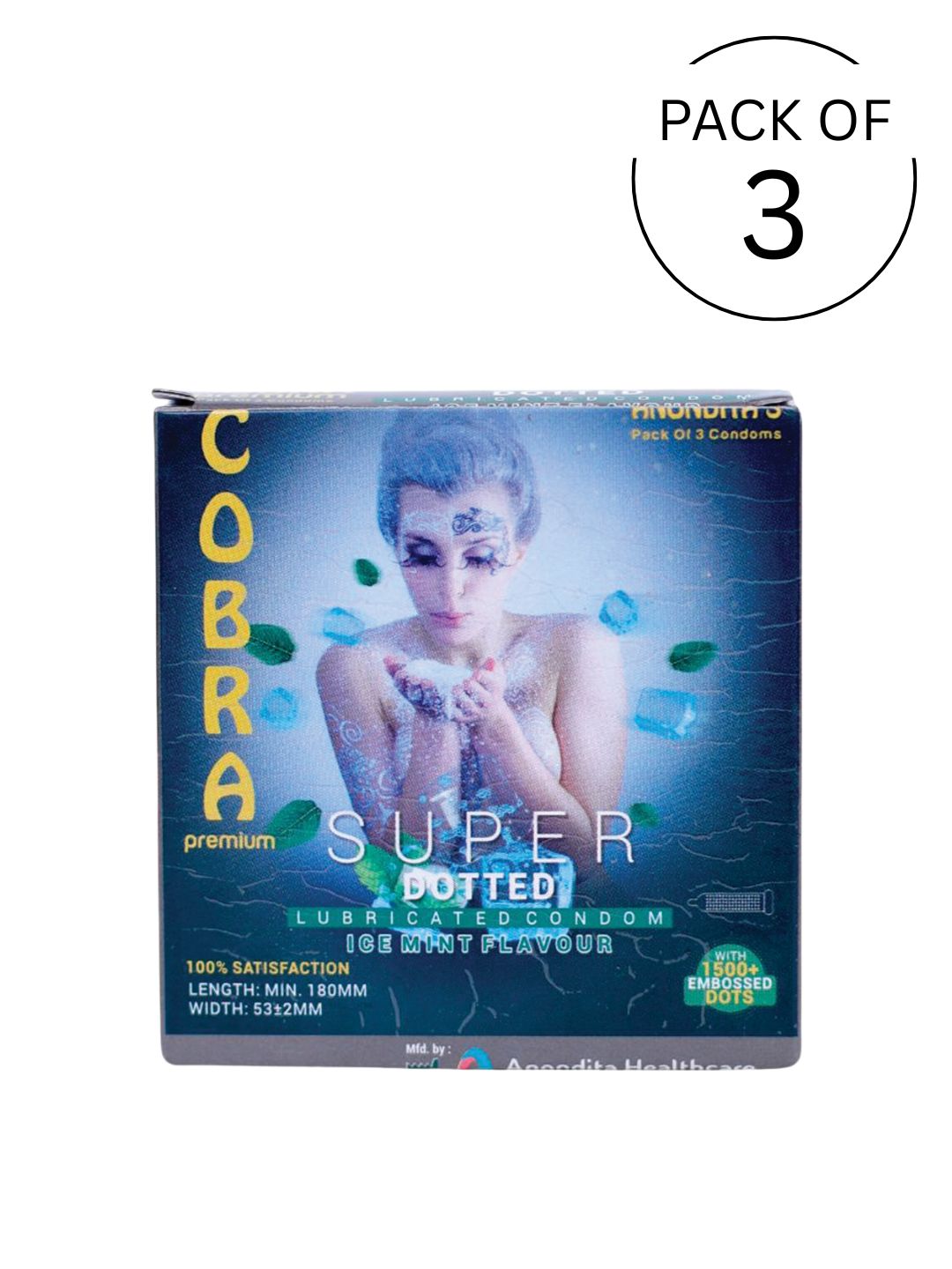 Cobra Premium-Super Dotted Ice Mint Flavoured Condoms (Lubricated)