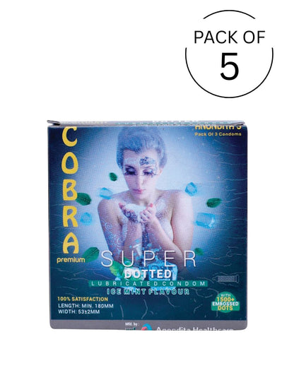 Cobra Premium-Super Dotted Ice Mint Flavoured Condoms (Lubricated)