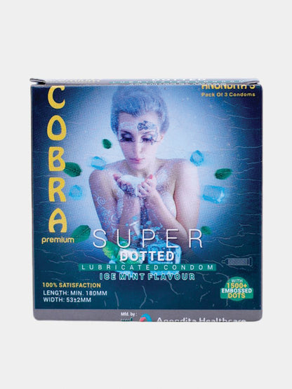Cobra Premium-Super Dotted Ice Mint Flavoured Condoms (Lubricated)