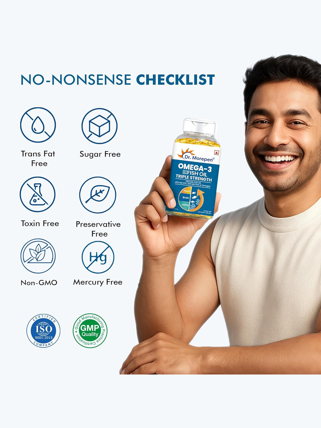 Dr. Morepen Omega 3 Fish Oil Triple Strength (60 Capsules)