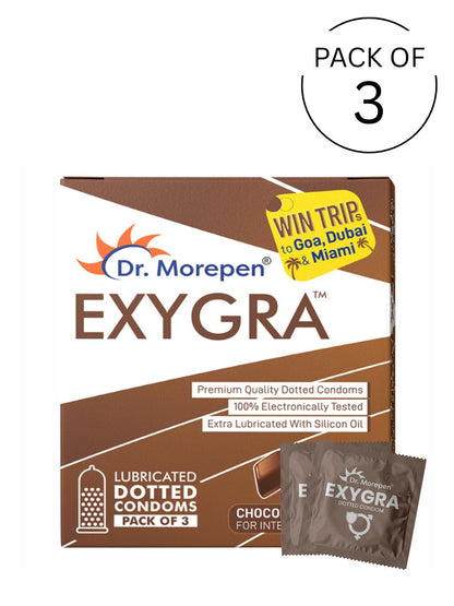 Dr.Morepen Exygra Dotted Chocolate Flavoured Condoms (Lubricated)