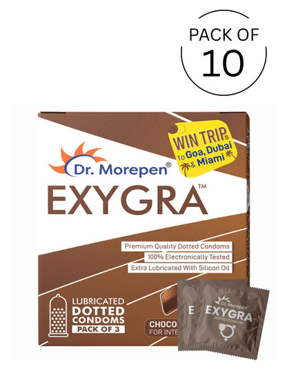 Dr.Morepen Exygra Dotted Chocolate Flavoured Condoms (Lubricated)