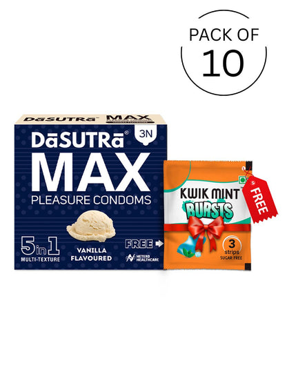 DaSutra Max Pleasure 5-in-1 Multi-Texture Vanilla Flavoured Condoms
