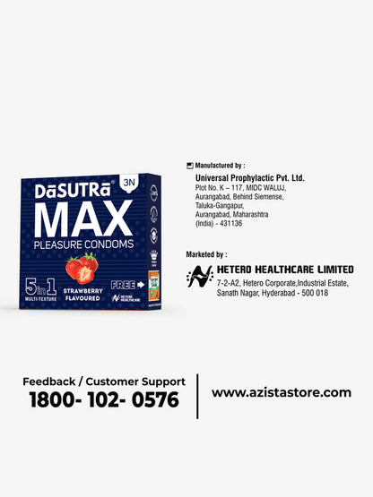 DaSutra Max Pleasure 5-in-1 Multi-Texture Strawberry Flavoured Condoms
