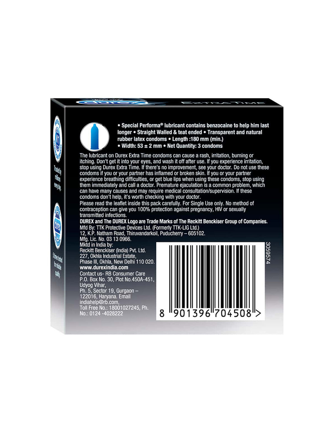 Durex Extra Time Condoms (Pack of 3pcs)