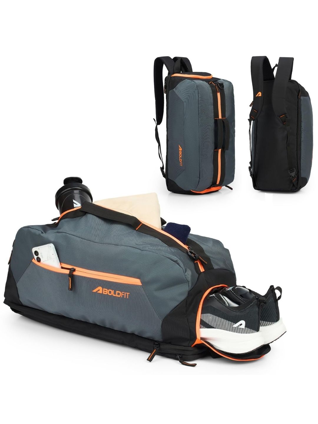 Boldfit TrainFlex Duffle Bag-Grey