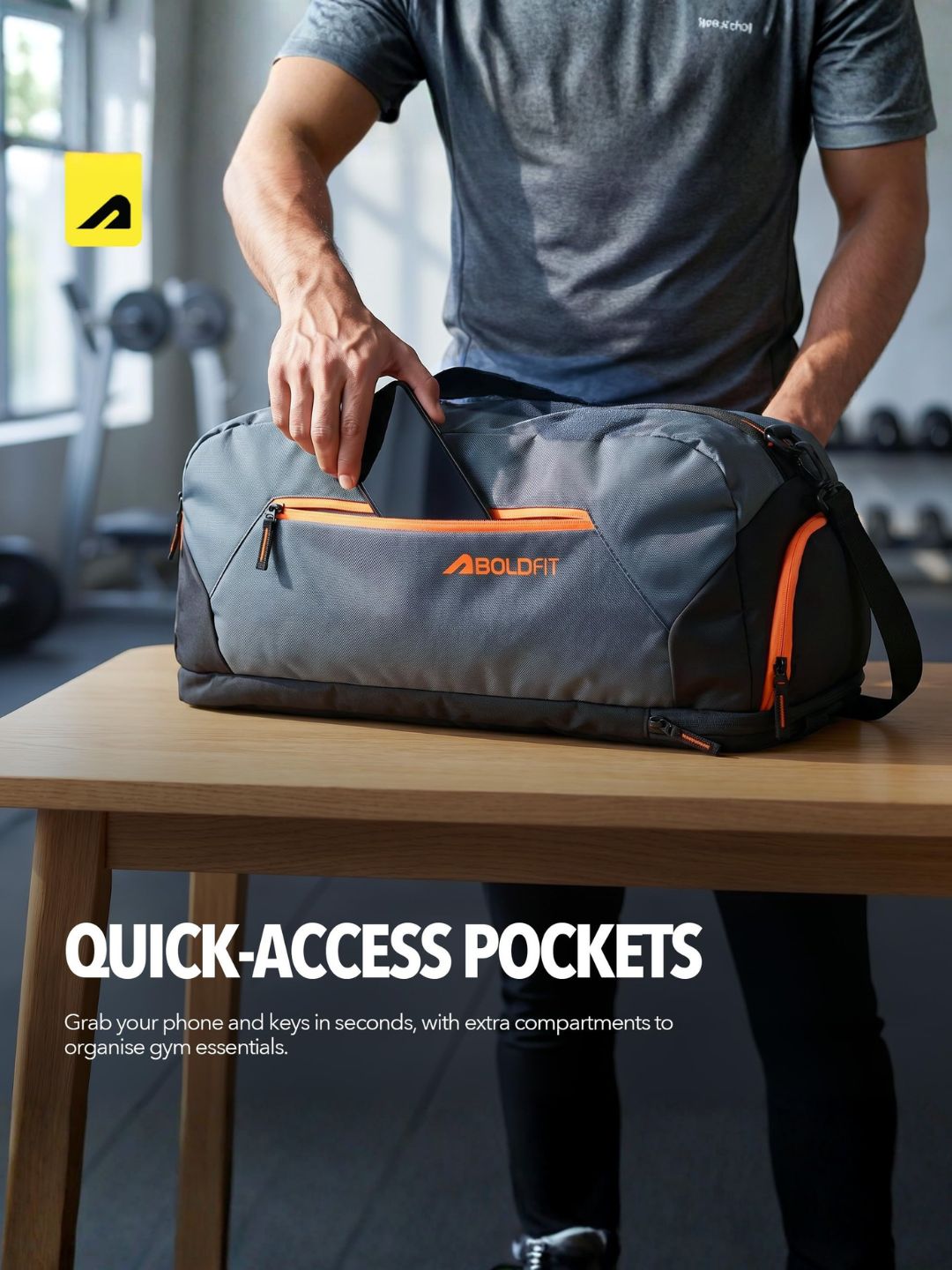 Boldfit TrainFlex Duffle Bag-Grey