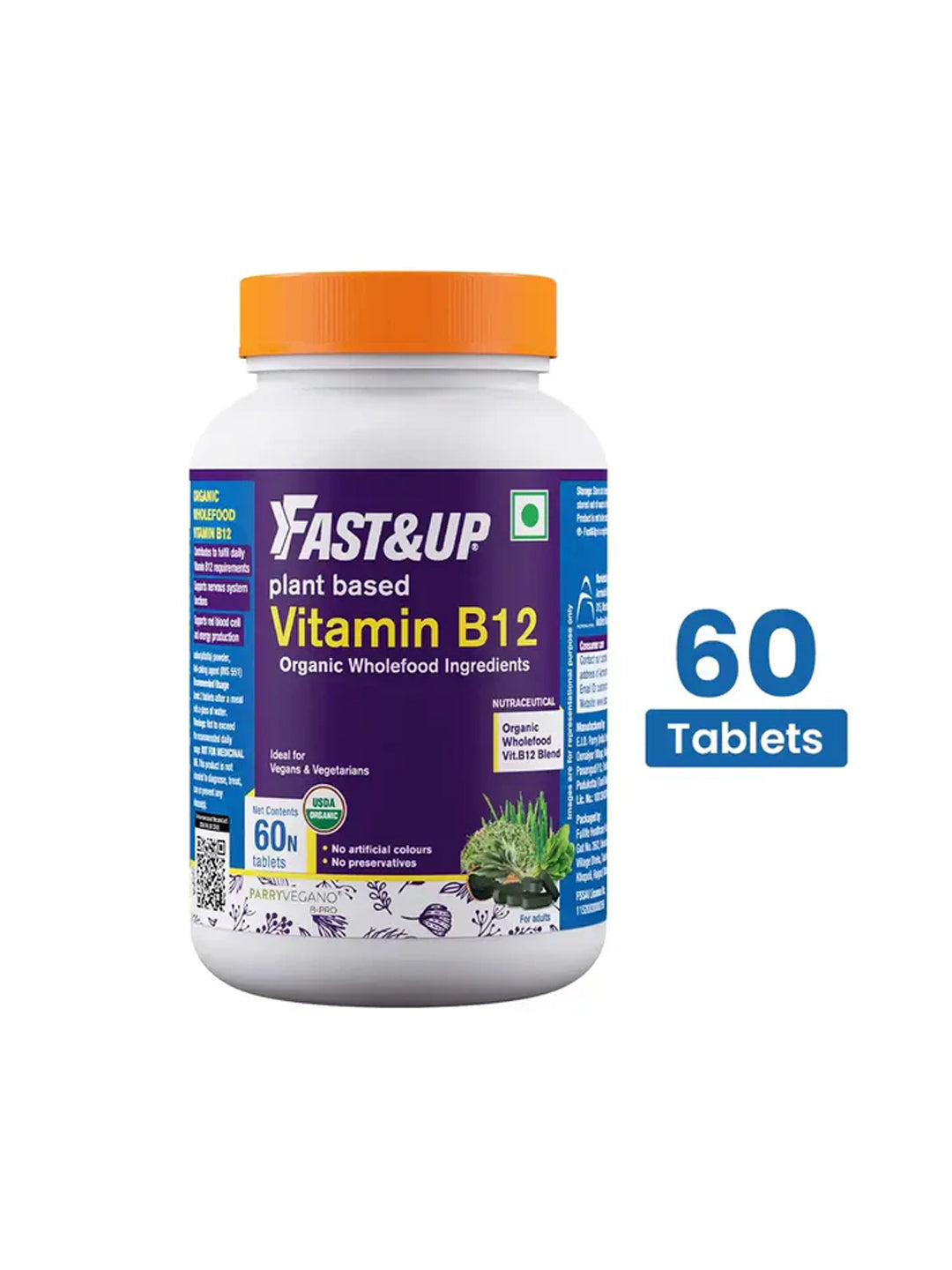 Fast&Up Plant-Based Vitamin B12 Tablets (Pack of 60 Tablets)