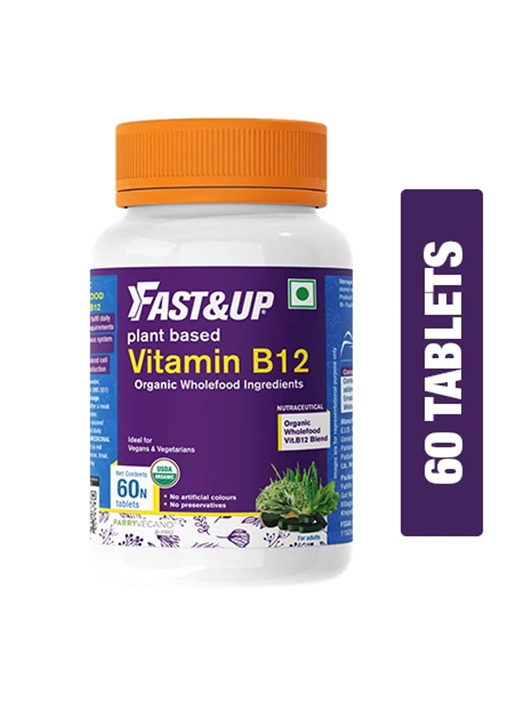 Fast&Up Plant-Based Vitamin B12 Tablets (Pack of 60 Tablets)