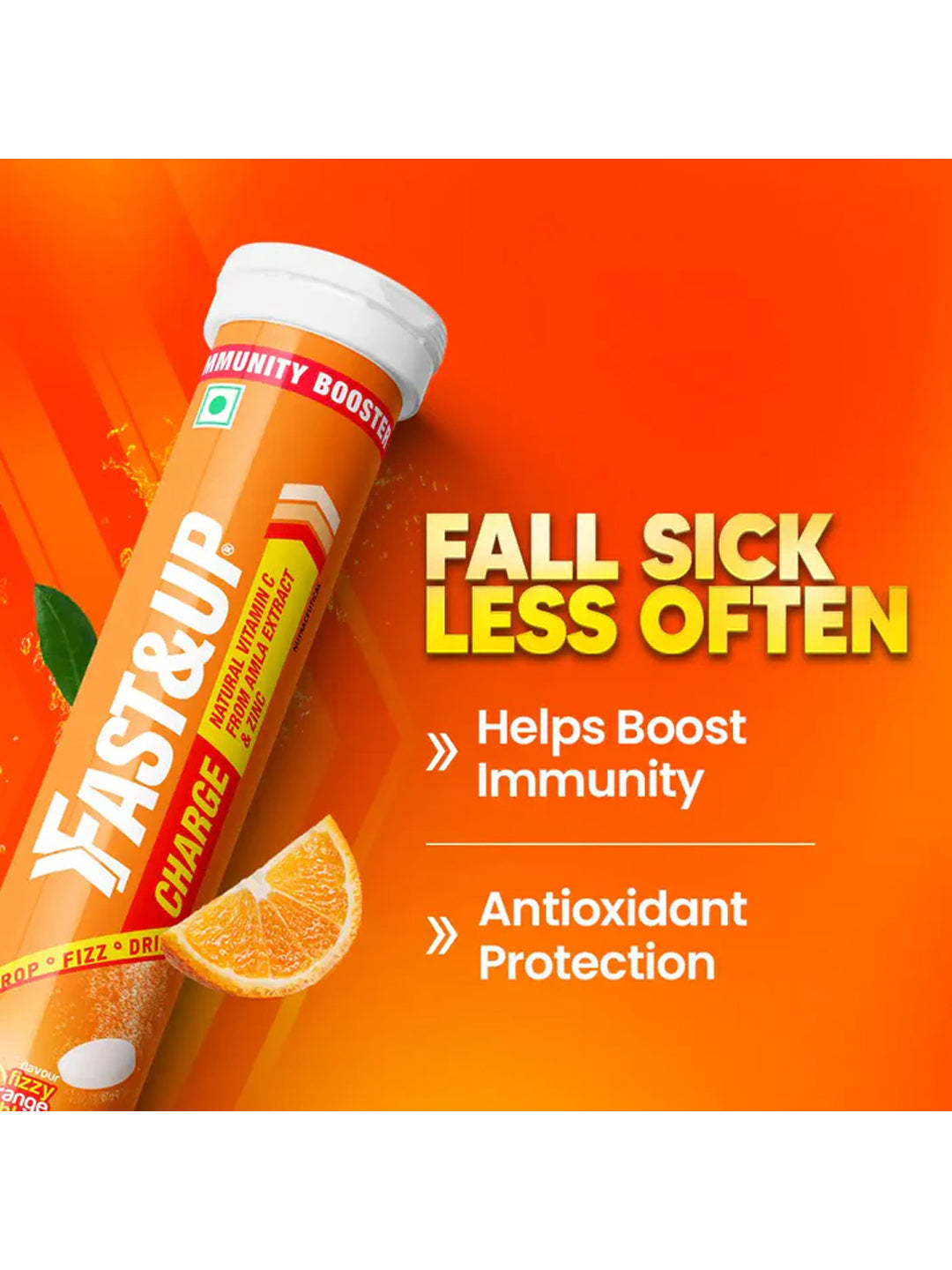 Fast&Up Natural Orange Immunity Booster Effervescent - 60 Tablets (Pack of 3)