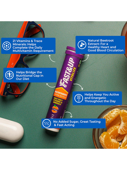 Fast&Up Orange Multivitamins for All Day - 60 Energy Tablets (Pack of 3)
