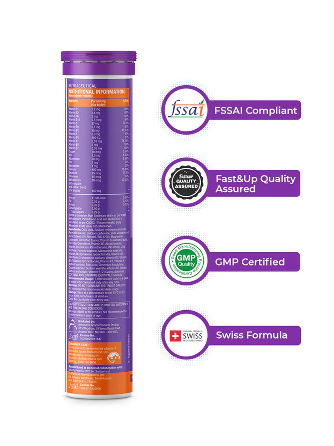 Fast&Up Orange Multivitamins for All Day (Pack of 3 x 20 Tablets)