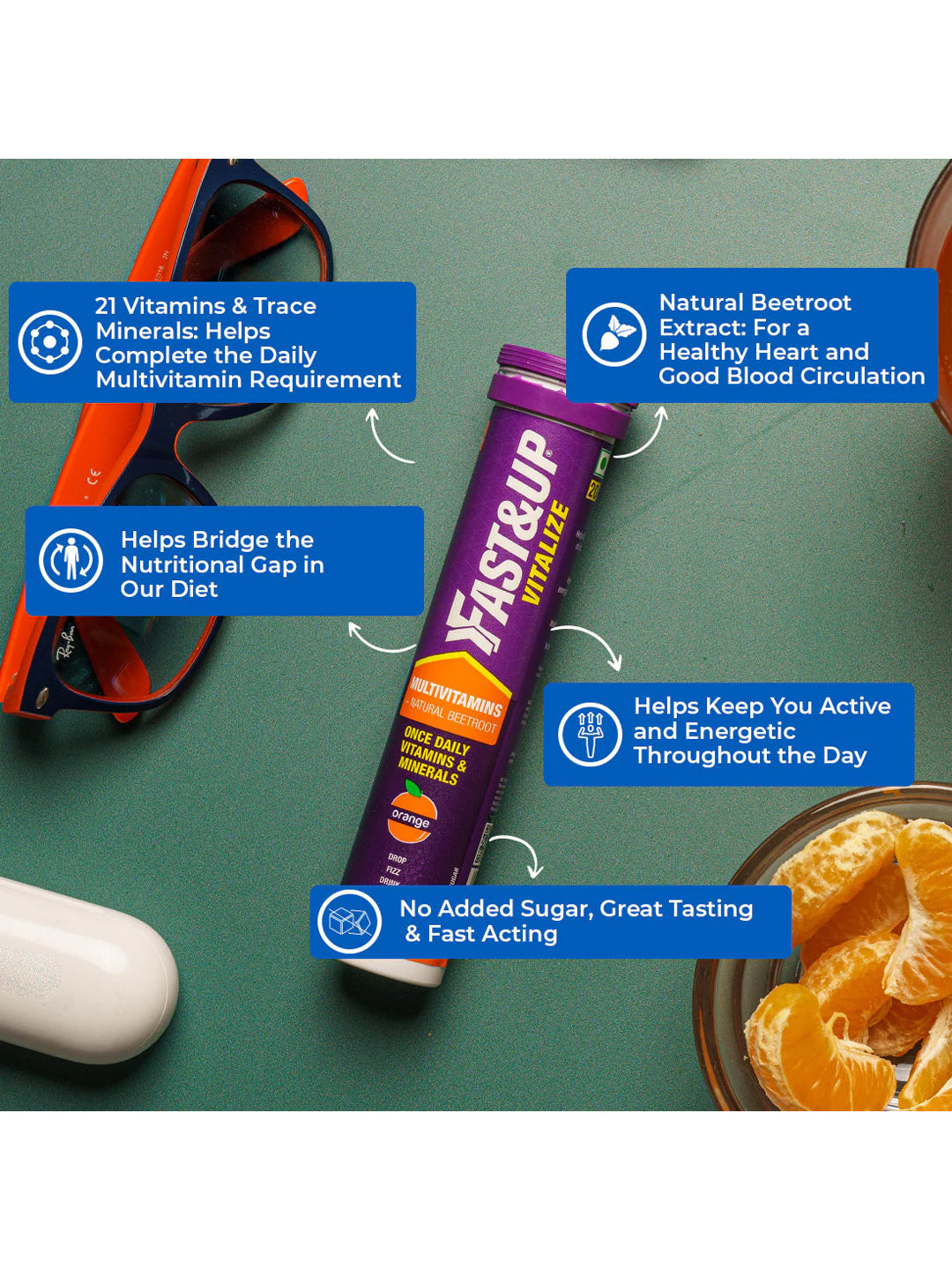 Fast&Up Orange Multivitamins for All Day (Pack of 3 x 20 Tablets)