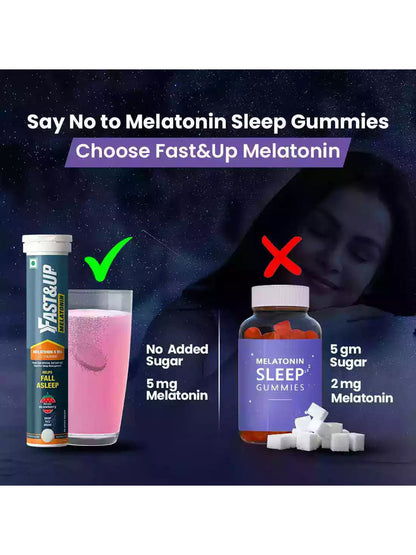 Fast&Up Strawberry Melatonin + L-Theanine Effervescent - 60 Tablets (Pack of 3)