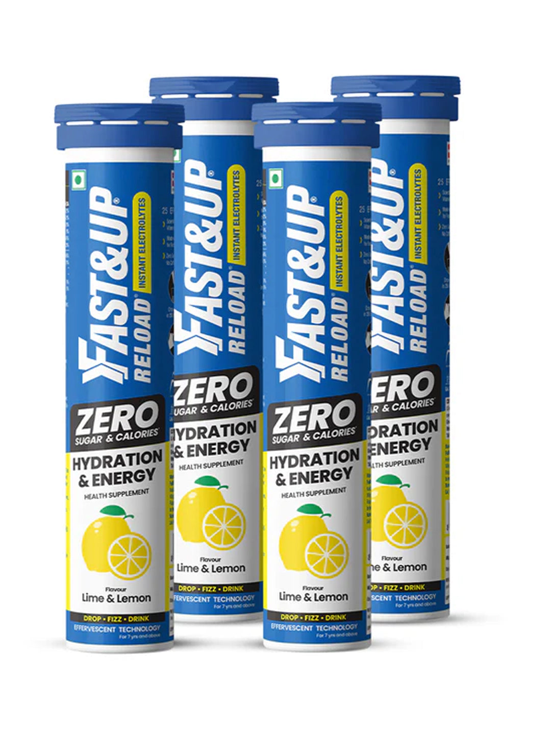 Fast&Up Reload Lime & Lemon Zero Sugar Effervescent Tablets (Pack of 4)