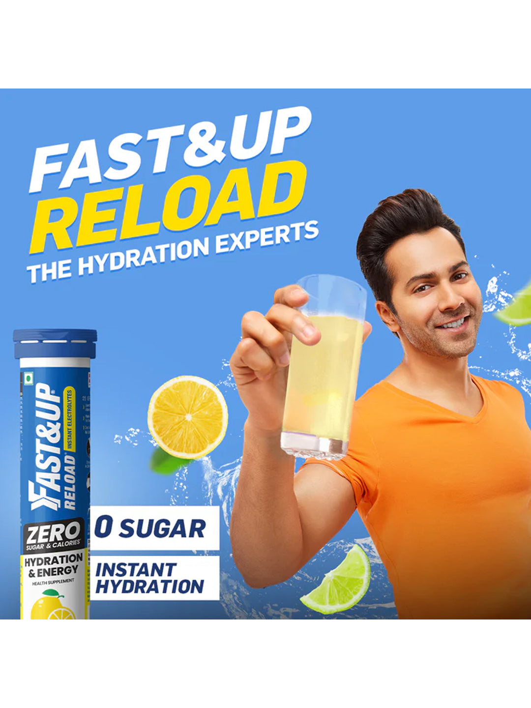 Fast&Up Reload Lime & Lemon Zero Sugar Effervescent Tablets (Pack of 4)