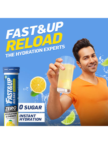 Fast&Up Drink Lime & Lemon Reload Zero Sugar Instant Hydration - 100 Effervescent Tablets (Pack of 4)