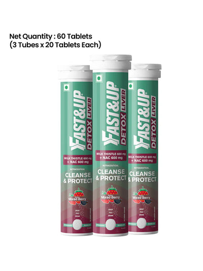 Fast&Up Mixed Berry Daily Lung Cleanser Effervescent (Pack of 3 x 20 Tablets)