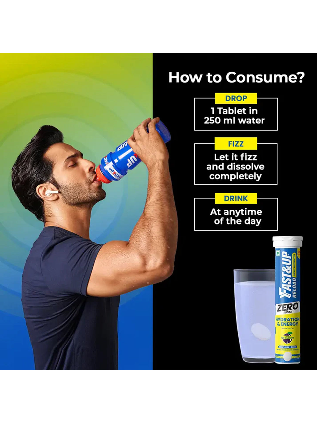 Fast&Up Ice Current Zero Sugar Effervescent Tablets (Pack of 4)