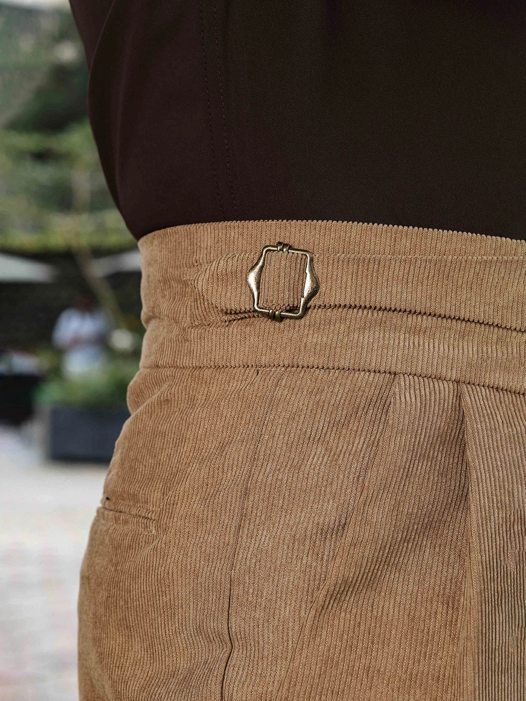 House Of Koala Beige Corduroy Gurkha Trousers with Double Pleated Front