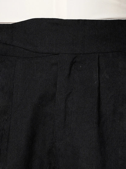 House Of Koala Black Corduroy Gurkha Trousers with Double Pleated Front