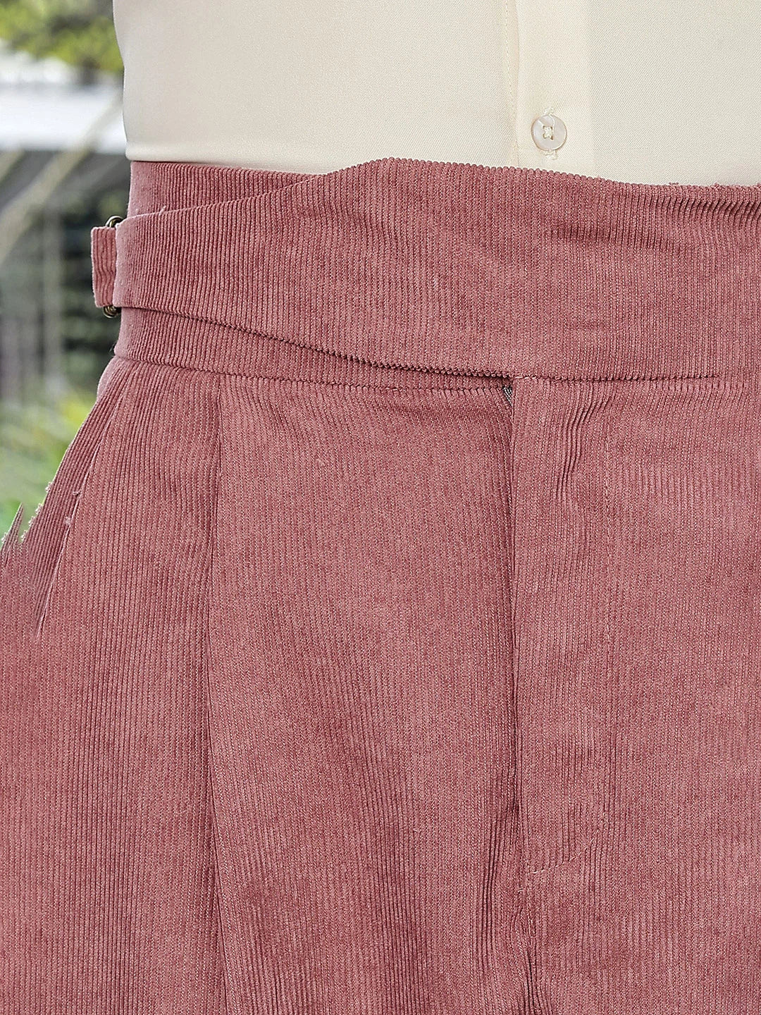 House Of Koala Salmon Pink Corduroy Gurkha Trousers with Double Pleated Front