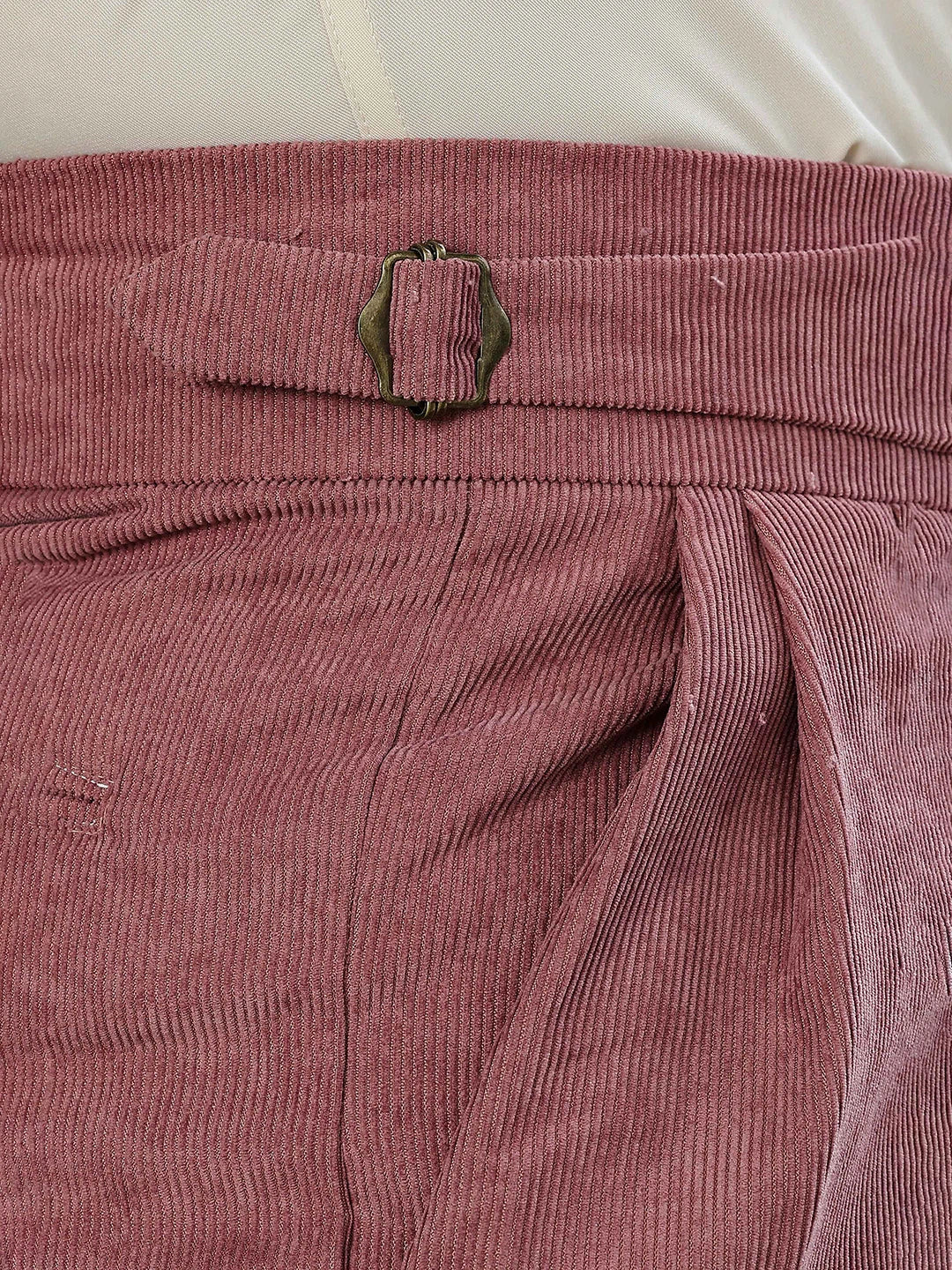 House Of Koala Salmon Pink Corduroy Gurkha Trousers with Double Pleated Front