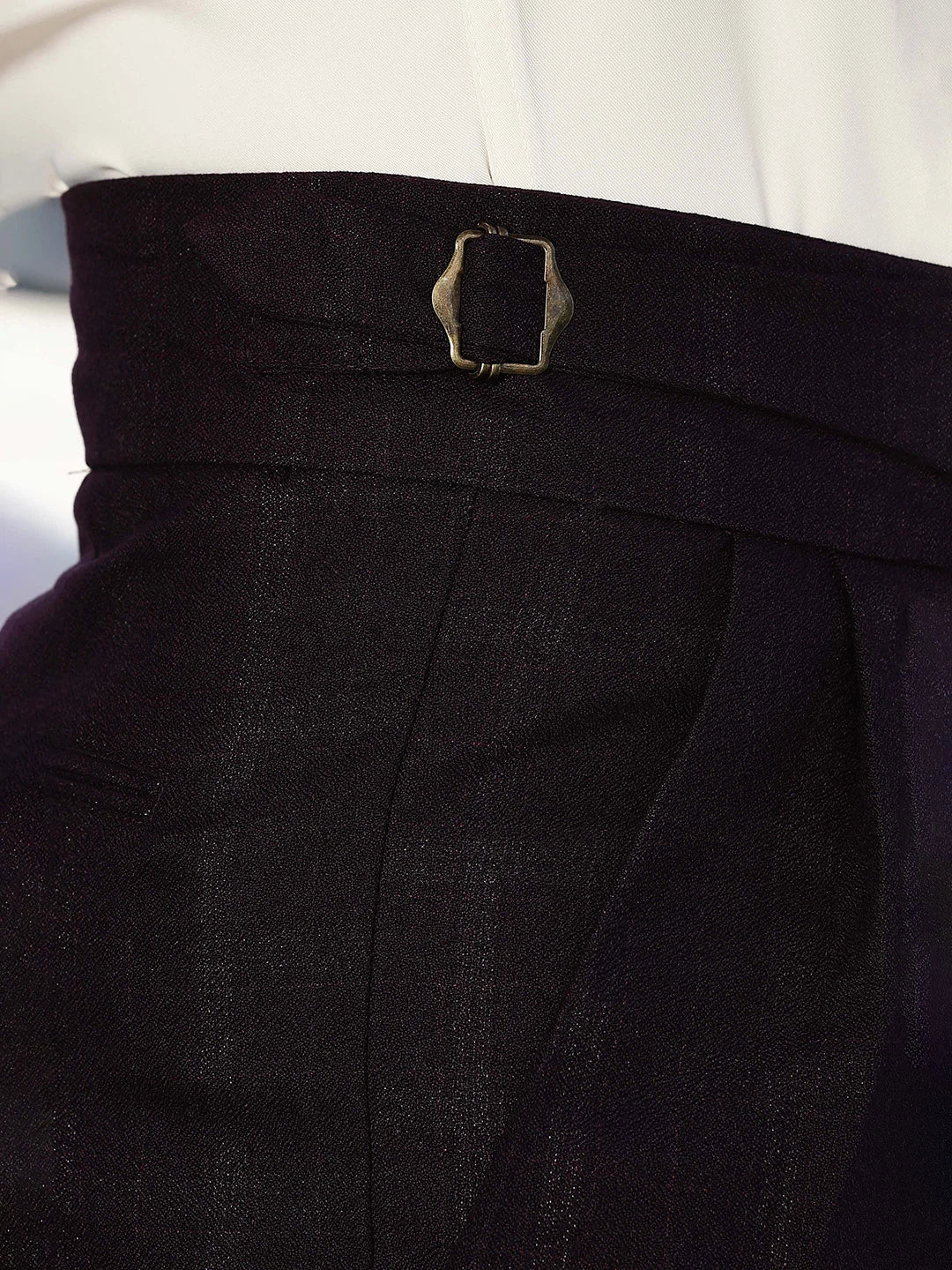 House Of Koala Wine Premium Chequered Gurkha Trousers with Double Pleated Front