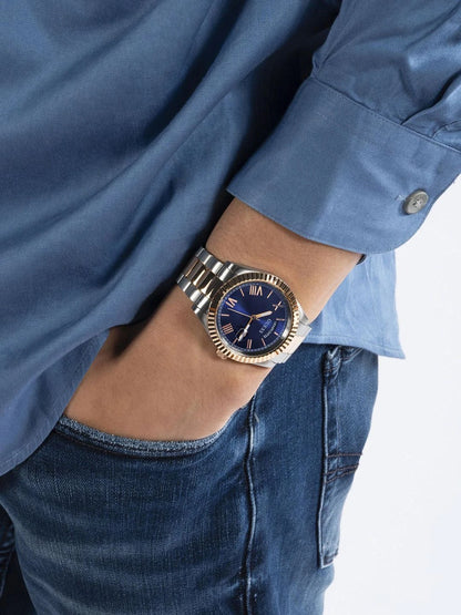 Guess Round 42mm Blue Dial Analog Watch - GW0265G12