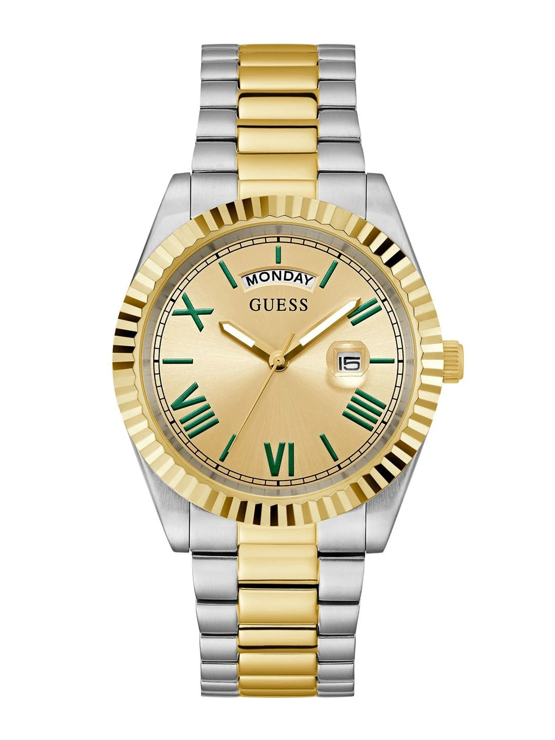 Guess Round 42mm Champagne Dial Analog Watch - GW0265G14
