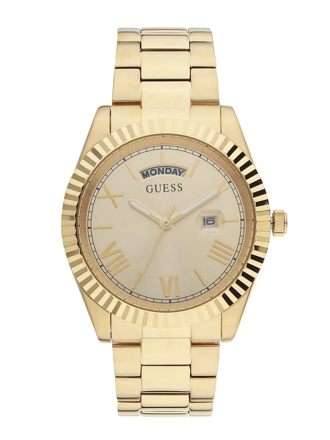 Guess Round 42mm Champagne Dial Analog Watch - GW0265G2