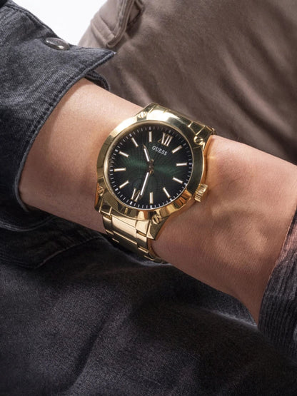 Guess Round Green Dial Analog Watch - GW0574G2