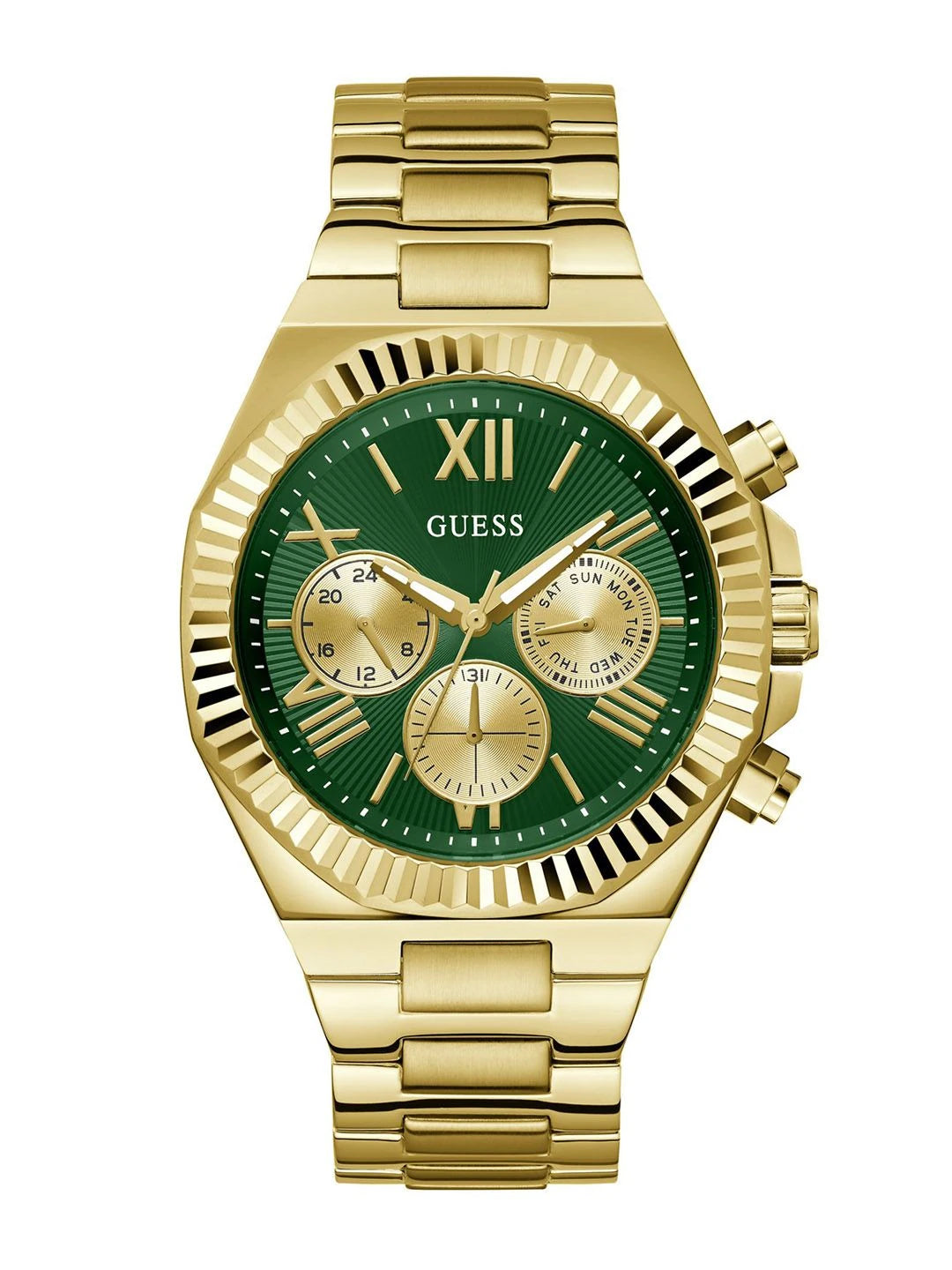 Guess Round 44mm Green Dial Analog Watch - GW0703G2