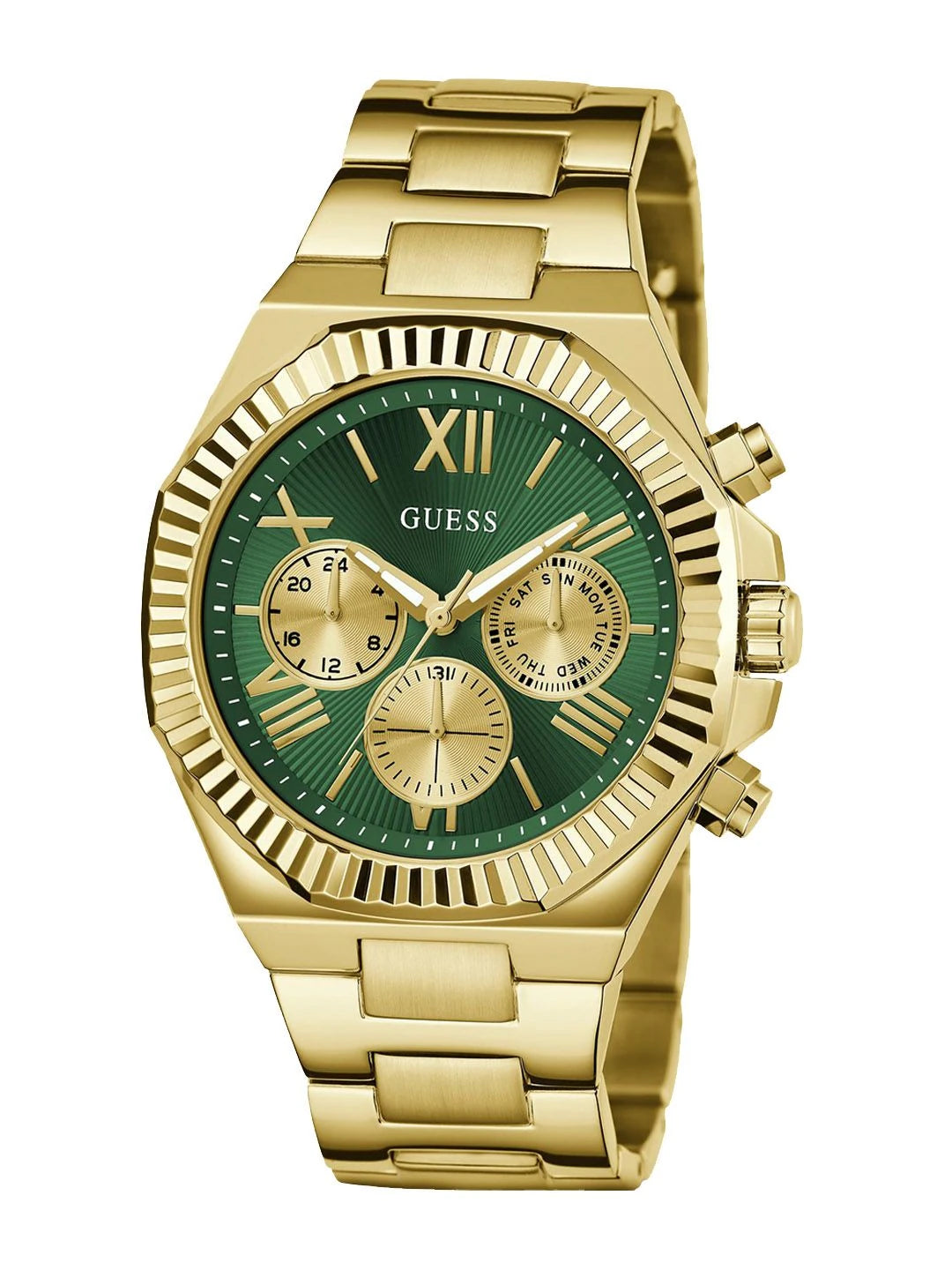 Guess Round 44mm Green Dial Analog Watch - GW0703G2