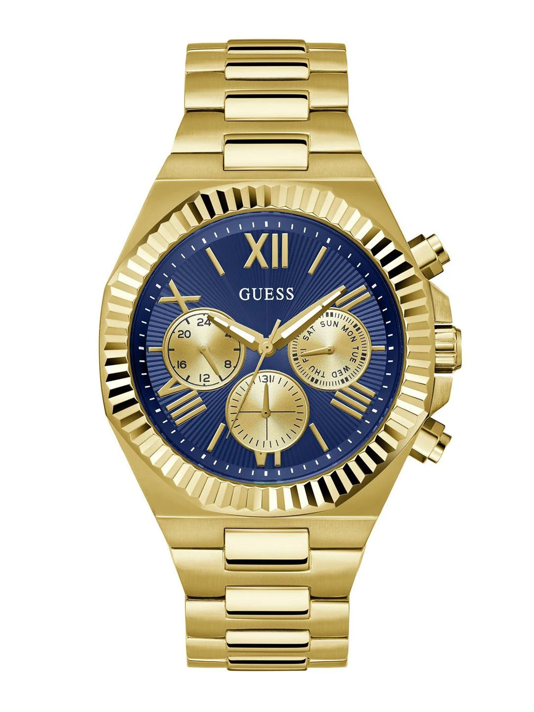 Guess Round 44mm Blue Dial Analog Watch - GW0703G6